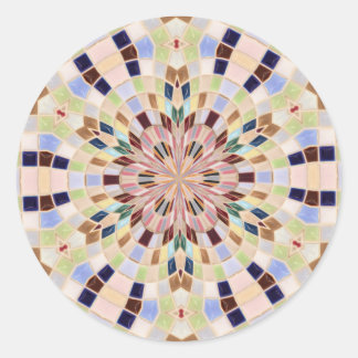 Blue and Green Mosaic Kaleidoscope Classic Round Sticker