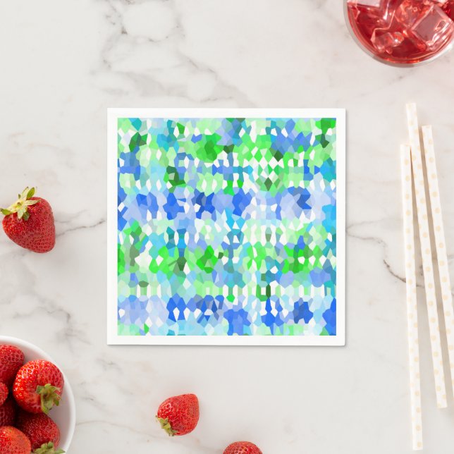 Blue and Green Mosaics Napkin (Insitu)