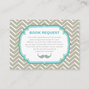 Blue and Green Moustache and Chevron Book Request Enclosure Card