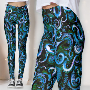 Blue and Green Octopus Tentacles Leggings