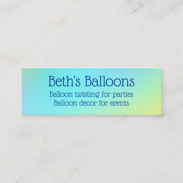 Blue and Green Ombre Customisable Mini Business Card (Front)