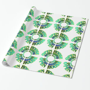 Blue and Green Open House Gift Wrap