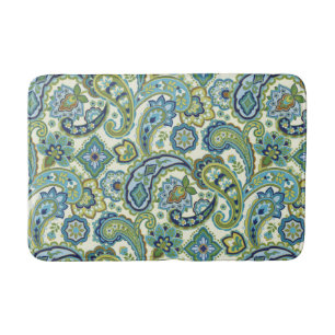 Blue and Green Paisley Bath Mat
