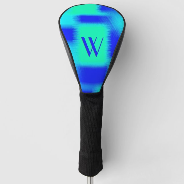 Blue and Green Patchwork Golf Head Cover (Front)