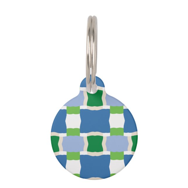 blue and green pattern pet tag (Front)