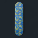 Blue And Green Pattern  Skateboard<br><div class="desc">A vintage retro boho paisley pattern royal blue and green skateboard. Cute and whimsical.</div>