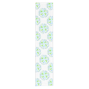 Blue and green patterned short table runner