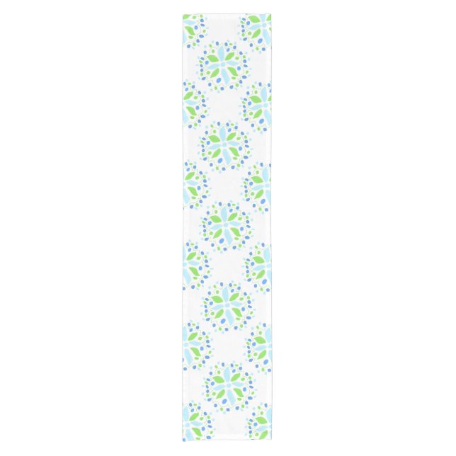 Blue and green patterned short table runner (Front)