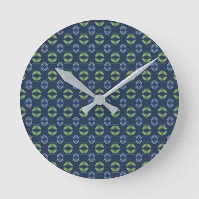 Blue And Green Patterned Wall Clock (Front)