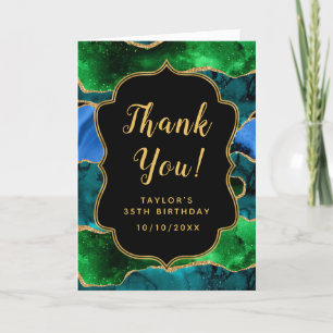 Blue and Green Peacock Agate Birthday Thank You Card