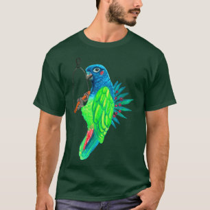 Blue and Green Pionus Parrot Watercolor T-Shirt