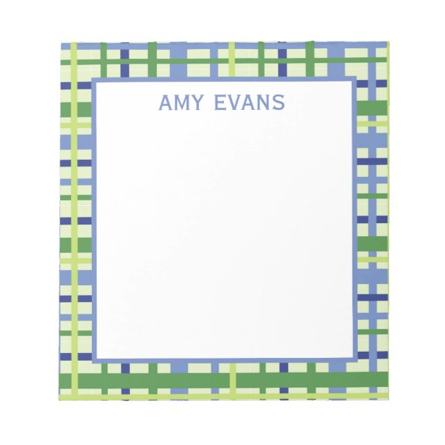 Blue and Green Plaid Notepad (Front)