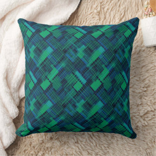 Blue and green plaid pattern cushion