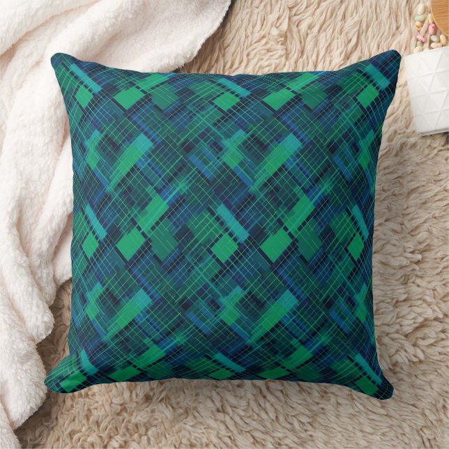 Blue and green plaid pattern cushion (Blanket)