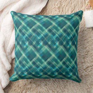 Blue and green plaid pattern cushion