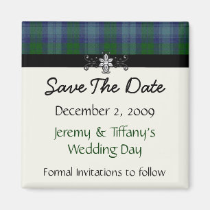 Blue and Green Plaid Save the Date Magnet