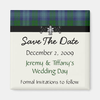 Blue and Green Plaid Save the Date Magnet
