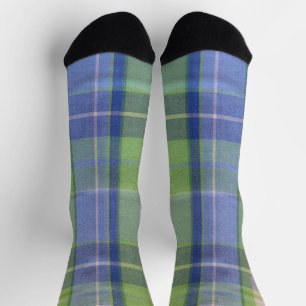 Blue and green plaid socks