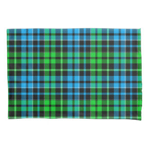 Blue and Green Plaid Tartan Black  Pillowcase