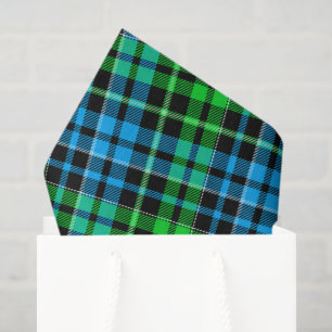 Blue and Green Plaid Tartan Black  Tissue Paper