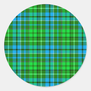 Blue and Green Plaid Tartan Green Classic Round Sticker