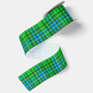 Blue and Green Plaid Tartan Green Satin Ribbon