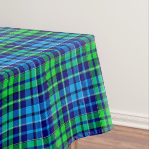 Blue and Green Plaid Tartan Navy Blue  Tablecloth