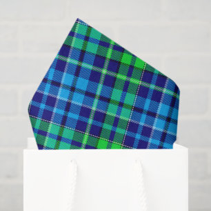 Blue and Green Plaid Tartan Navy Blue  Tissue Paper