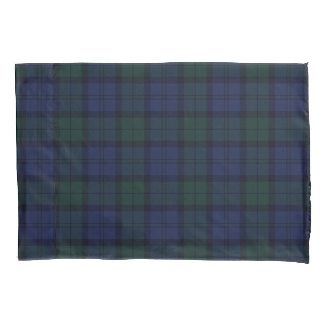 Blue and Green Plaid Tartan Pillowcase (Front)
