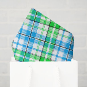 Blue and Green Plaid Tartan White  Tissue Paper
