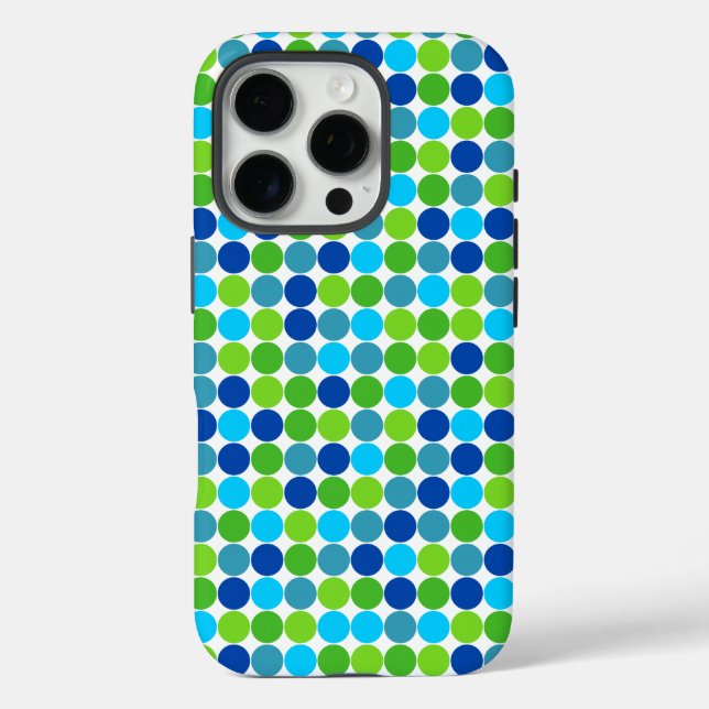 Blue and Green Polka Dot iPhone 7 case (Back)