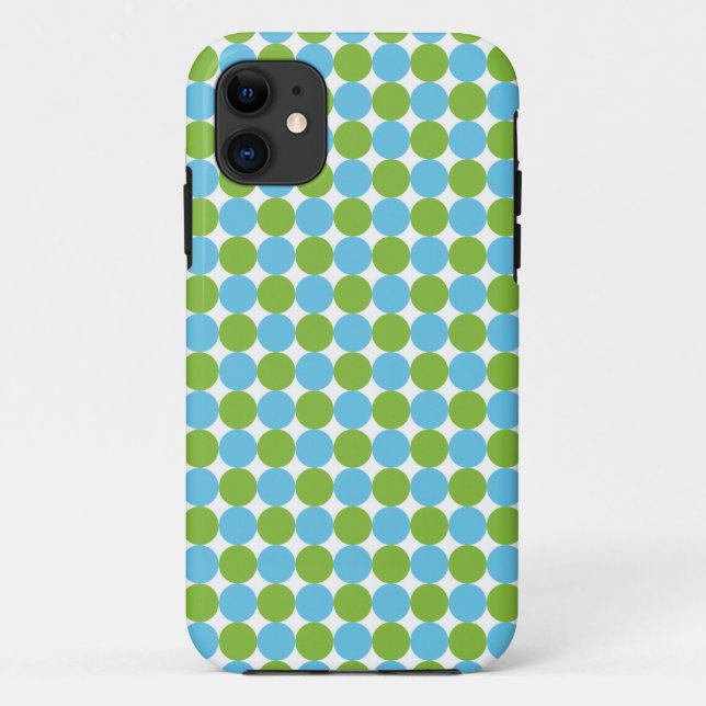 Blue and green polka dots pattern Case-Mate iPhone case (Back)