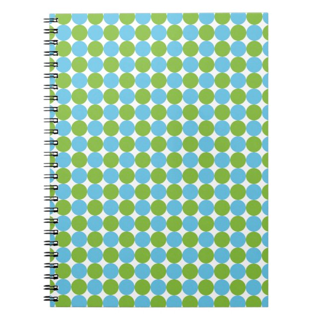 Blue and green polka dots pattern notebook (Front)