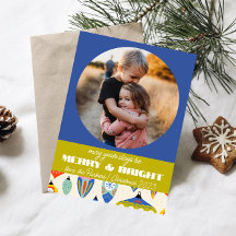 Blue and Green Retro Holiday Card