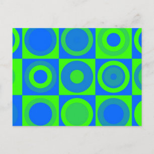 Blue And Green Retro Pattern Postcard