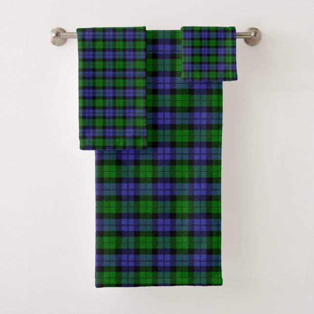 Blue and green Scottish tartan Bath Towel Set (Insitu)