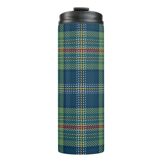 Blue and Green Scottish Tartan Plaid Thermal Tumbler (Front)