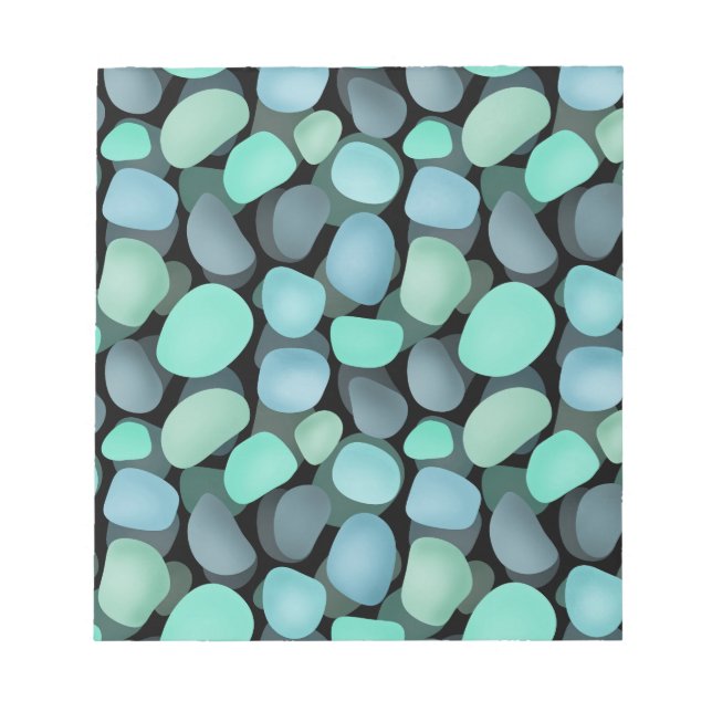 Blue and green sea pebbles notepad (Front)