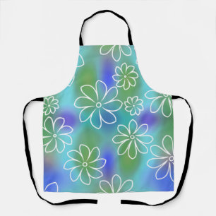 Blue and Green Seamless Floral Pattern Apron