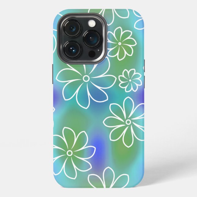 Blue and Green Seamless Floral Pattern  iPhone Case (Back)