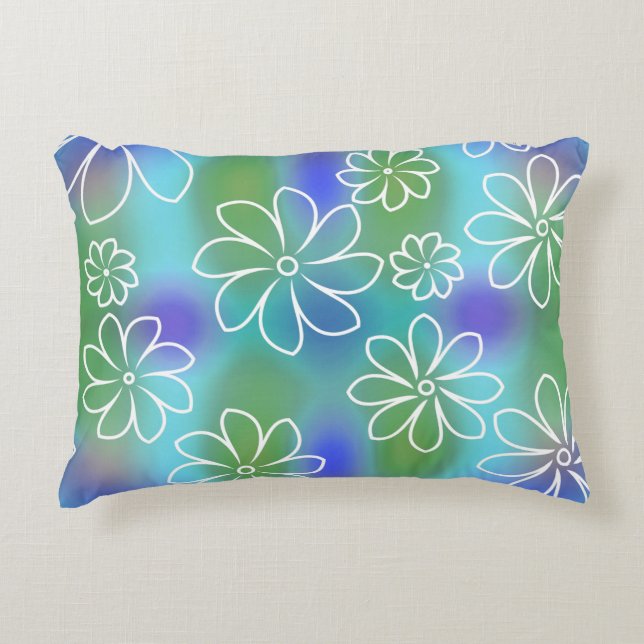 Blue and Green Seamless Floral Pattern  Throw Pill Decorative Cushion (Front)