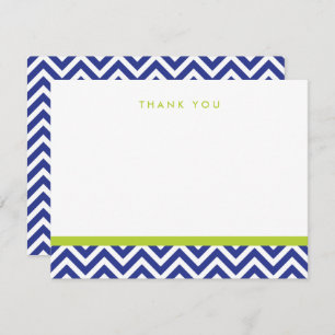 Blue and Green Simple Chevron Thank You Note Cards