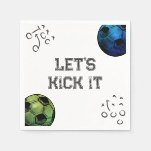 Blue and Green Soccer Party Napkins