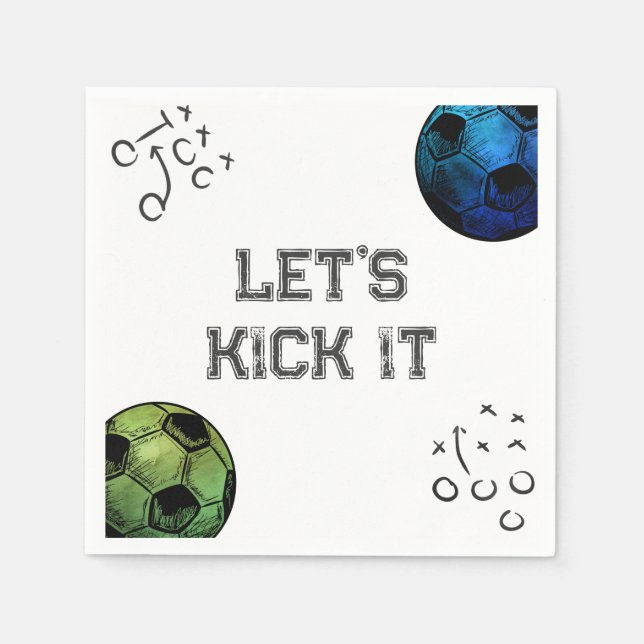 Blue and Green Soccer Party Napkins (Front)