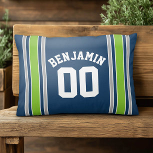 Blue and Green Sports Jersey Custom Name Number Decorative Cushion