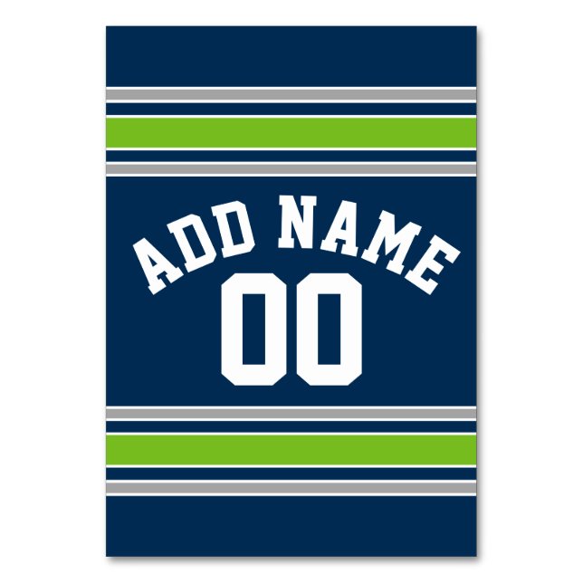 Blue and Green Sports Jersey Custom Name Number Table Number (Front)