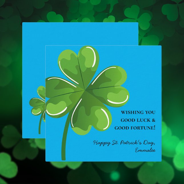 Blue and Green St. Patrick's Day Green Shamrock Card (Creator Uploaded)