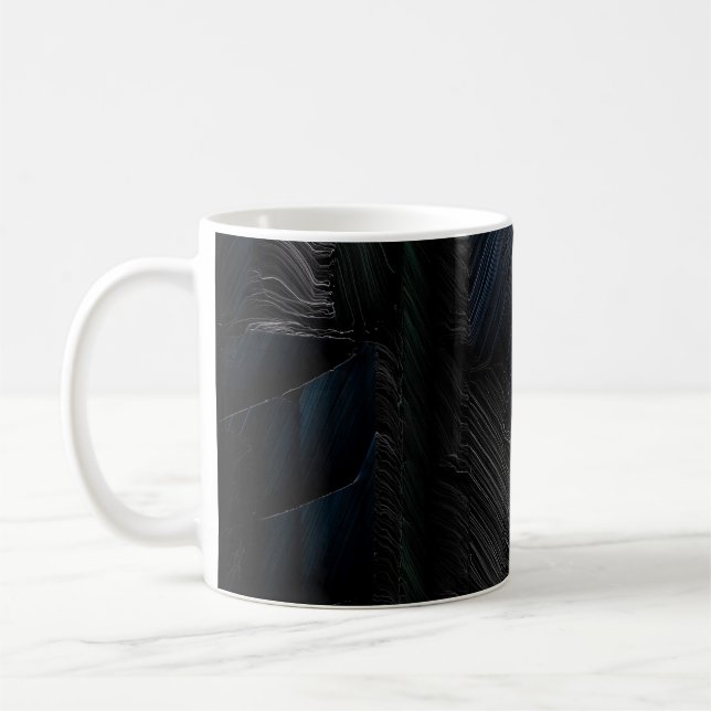 Blue and green sticks on blue plastic container coffee mug (Left)