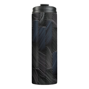 Blue and green sticks on blue plastic container thermal tumbler