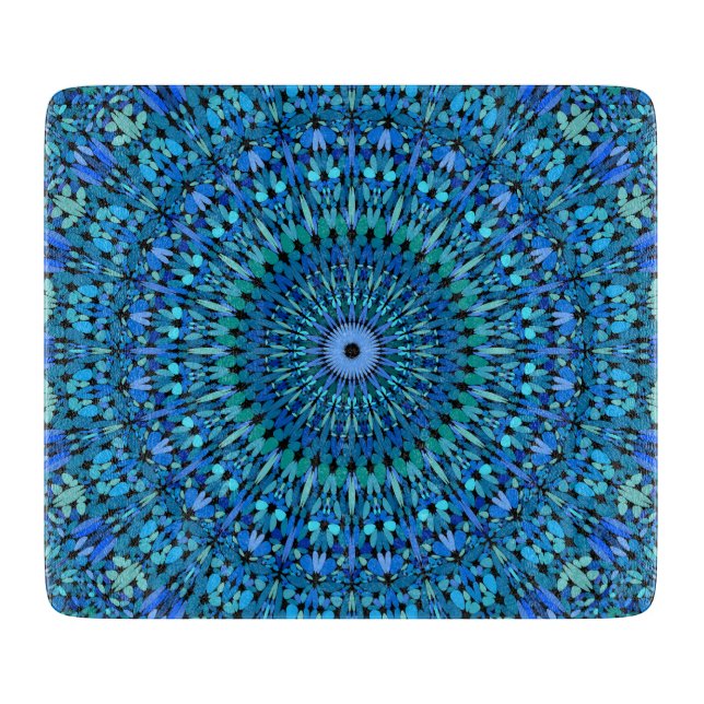 Blue and Green Stone Garden Mandala Cutting Board (Front)